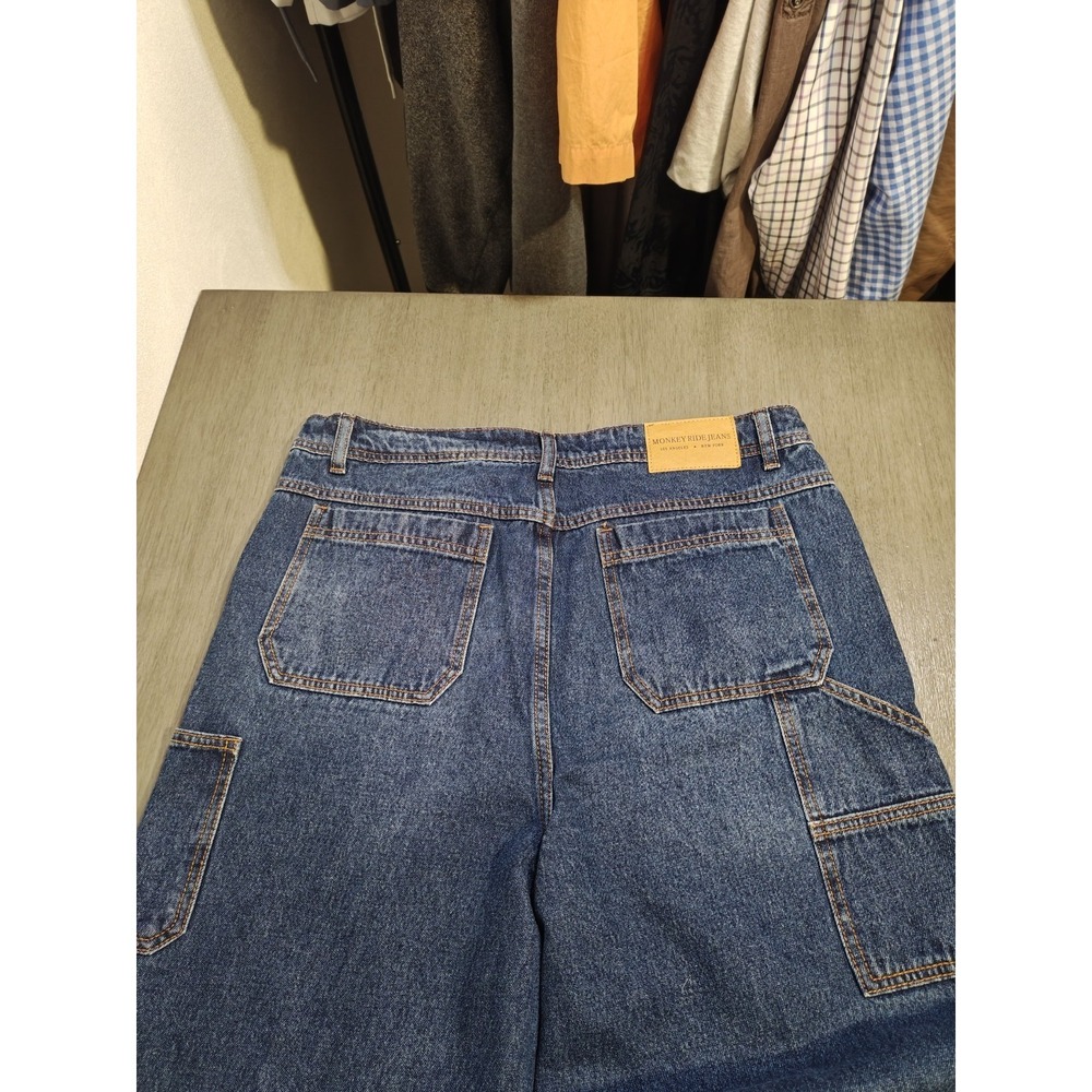 Monkey Ride Jeans Womens Size 9 Carpenter Utility Wide Leg Dark Wash Denim - Picture 10 of 13